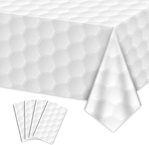 4Pcs Golf-Tischdecken - rechteckige Golf-Party-Tischabdeckungen weißes Golf-Muster Tischdecke für Kinder Sport Golf Geburtstag Party Supplies, 130x220cm