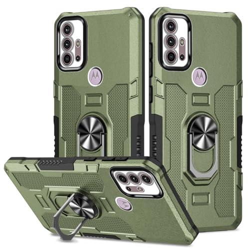 Sidande Handyhülle Für Moto G30/Moto G10/Moto G20 XT2129-1 XT2127-2 Hülle, Robuste Ständerhalterung mit eingebautem Magnet-Autohalterung Stoßfeste Kamera Schutzhülle für Motorola Moto G30 Grün