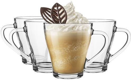 Glasmark KROSNO 1992 Hugo Bicchieri da caffè Set di 4 Bicchieri da caffè freddo per cappuccino Tazze Lavabili in lavastoviglie 4x360 ml