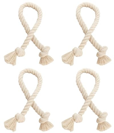 4 Stück Vorhang Raffhalter,Raffhalter Vorhang Seil Curtain Rope Buckle Handgemachte Vorhang,Raffhalter Für Vorhänge,Baumwolle,Handgewebt,Raffhalter,Vorhangbänder Für Vorhänge(Beige)