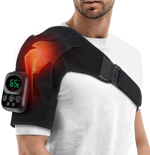Hombreras térmicas con vibración, masaje eHombro eléctrico ajustable,hombrera para soporte de hombro, hombro, para hombre o mujer, vendaje de hombro para hombro izquierdo/derecho