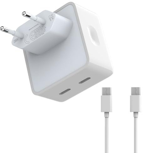 35W Caricatore per iPhone 15/15 Pro/15 Pro Max/15 Plus, Caricabatterie Rapido USB C con 1M Cavo per iPad Pro 12.9/11/Air/Mini/iPad 10 generazione,Alimentatore USBC Presa Spina Adattatore