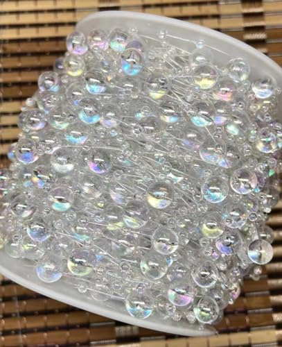 Blausky 60m Perlen Rollen,Kunstperlenkette Perlenkette Perlengirlande Künstliche Perlenkette Perlenschnur Hängendes Ornament Perlenband für DIY Handwerk Brautstrauß Tischdeko Partydekoration,Bunt