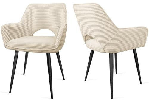 WAFTING Esszimmerstühle,Armlehnstuhl mit Metallbeine,geeignet als Schminktisch Stuhl,Stühle Esszimmer,Samt Stuhl,Küchenstühle,Wohnzimmerstuhl,Polsterstuhl mit Samtigem Gefühl,Stühle 2er Set,beige