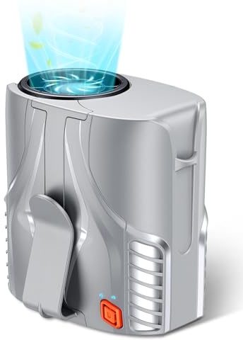 DeeKom 2025 Tragbarer persönlicher Taillenventilator und Halsventilator, bürstenloser Motor, 14000 U/min, 40 Stunden Laufzeit, wiederaufladbar, 6 Geschwindigkeiten, leiser Betrieb, Clip-On-persönliche