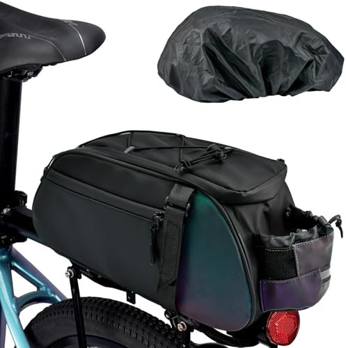 UHETLET Sac de Porte-Bagages Sacoche de Coffre de Vélo 900d Oxford Imperméable 10L avec 1 Housse Imperméable Sacoche de Vélo pour Porte-Bagages