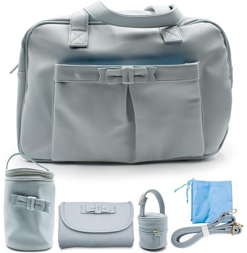 PASTELLO - Set Borsa Nascita Multifunzione con Accessori Inclusi, Borsone Mamma per Cambio e Viaggio, Con Fasciatoio, Portabiberon Termico e Portaciuccio (Art. SETN02, Cielo)