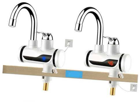 DIYEAH 1Pezzi Rubinetto Miscelatore Fredda con Display Digitale Scaldabagno Istantaneo Acciaio Inossidabile Installazione Facile e Compatibile con Lavabi Riscaldamento