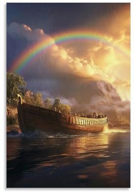 GZHJZSYY Noah Lifts His Eyes As The Rainbow Arches Above Still Waters, The Ark Resting in A Hush of New Creation. Modernes Wandbild, dekoratives Poster zum Aufhängen, 20 x 30 cm