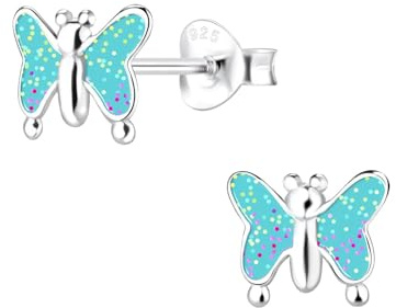 Monkimau Mädchen Ohrringe Schmetterling | Ohrstecker aus 925 Sterling Silber | Kinderohrringe hypoallergen