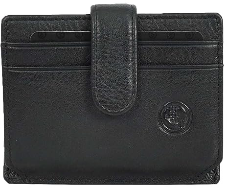Genuine Leather Credit Card Holder Accordion Card Case Style Wallet Arosa Black
