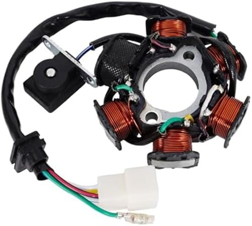 DEMULAX Magneto-Stator, 5-adrig, AC, 6-polig, for 50 cc, 100 cc, 125 cc, 150 cc, Motor, for ATV, Go Kart, Dune Buggy, Dirt Bike, Quad, 5-adrig in 1 Buchsenstecker, Zündstator, Magneto Auto-Zündspule C