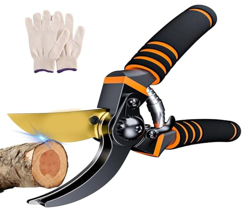 GardenSlicer Pro | Hochleistungs-Gartenschere, Hermhoffer Garden Slicer Pro, Sk5-Stahlklinge, Schere Für Präzisen Schnitt Von Ästen, Zweigen Und Blumen (Orange)