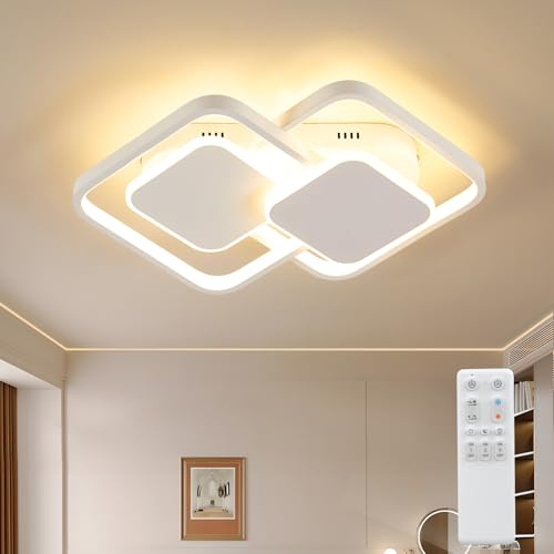 ANTENLICHT LED Deckenlampe Wohnzimmer 32W 3300LM mit Fernbedienung, 3000-6500K Stufenlos Dimmbar, Deckenleuchte mit Speicherfunktion, Metall, Für Schlafzimmer Esszimmer Flur