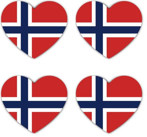 Aufkleber: 150 mm, 4 Stück - Herz Flagge Norwegen Aufkleber Set Vinyl wetterfest Auto Laptop Koffer Fenster Helm Wohnmobil 4er 150 mm 15 cm