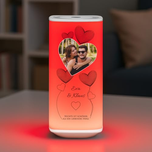 Maverton Touch Nachttischlampe, personalisierte Geschenke für Frauen & Paar | Mit Fernbedienung, dimmbar Nachtlicht mit Aufdruck, LED Tischlampe kabellos, Geburtstagsgeschenk, Hochzeit Geschenk