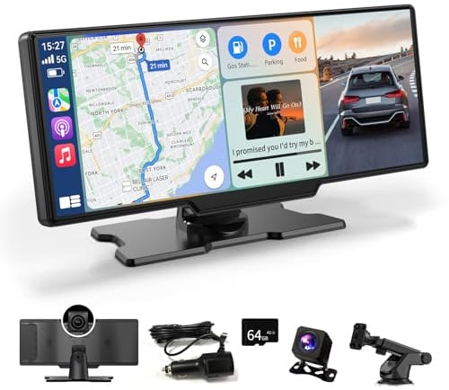 11 Zoll Carplay Display FüR Apple Car Play und Android Auto,Carplay Android Auto Display Bildschirm Tragbares Autoradios,Carplay Display mit siri/GOO-gle,Dashcam,Navigation,Bluetooth,Mirror Link