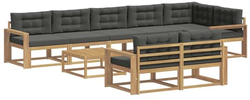vidaXL Outdoor-Sofagarnitur 9 pcs Weiß und Anthrazit 79 x 79 x 37 cm, Patio-Sitzgruppe, modernes Outdoor-Sofa, langlebige Gartenmöbel, wetterfestes Lounge-Set für die Terrasse