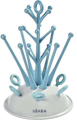 BÉABA - Abtropfgestell für Babyflaschen - Ermöglicht das Trocknen von 6 Babyflaschen und Flaschenzubehör - Abnehmbare Tropfwasserauffangschale - Praktisch und gut durchdacht - Blau