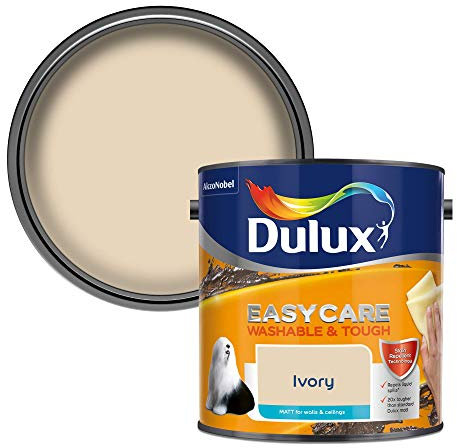 Dulux Easycare Peinture émulsion lavable et résistante pour murs et plafonds Ivoire 2,5 l