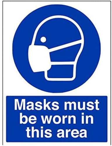 vsafety 41064bc-r Masken zu tragen, in diesem Bereich Pflicht Schutzbekleidung Zeichen, starrer Kunststoff, Porträt, 300 mm x 400 mm, blau