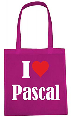Reifen-Markt Tasche I Love Pascal Größe 38x42 Farbe Pink Druck Weiss