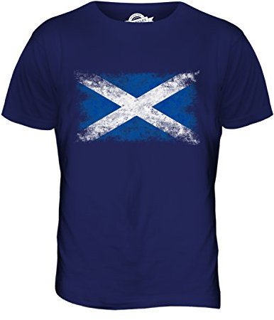 Candymix Schottland Weinlese Flagge Herren T Shirt, Größe Large, Farbe Navy Blau