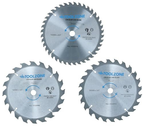 3pc 190mm Lames de scie circulaire TCT 20/24 et 40 dents 16mm TE598