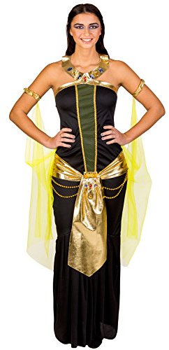 dressforfun Frauenkostüm mächtige Pharaonin Nofretete | Glamouröses Kleid mit Gürtel | Neckholder-Kragen | Tüllärmel (XL | Nr. 300269)