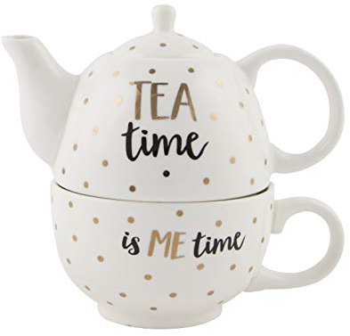 Sass et Belle métallique Monochrome Tea Time Théière pour une personne