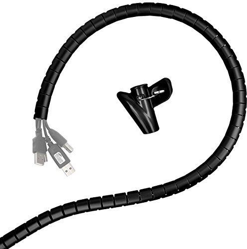 Minadax® 2 Meter, 15mm Ø professioneller HighTech Kabelschlauch Kabelkanal in schwarz für Flexibles Kabelmanagement an Computer und Arbeitsplatz