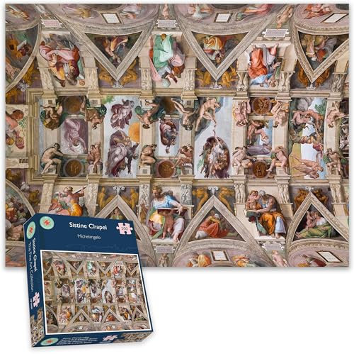 Michelangelo Puzzle – Sixtinische Kapelle Decke von Michelangelo – für Erwachsene, 50 cm x 38 cm, Künstler-Kollektion, Kunst, 500 Teile
