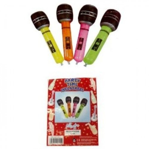 Henbrandt 1 x Party Time Inflatable 40cm Neon Coloured Microphone (Colours May Vary)