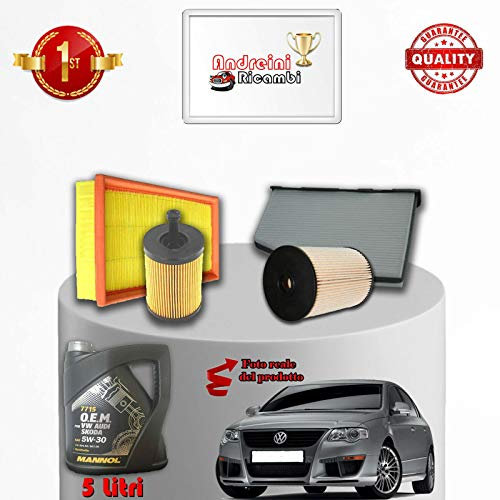 KIT TAGLIANDO FILTRI E OLIO PASSAT B6 1.9 TDI 77KW 105CV DAL 2006 ->
