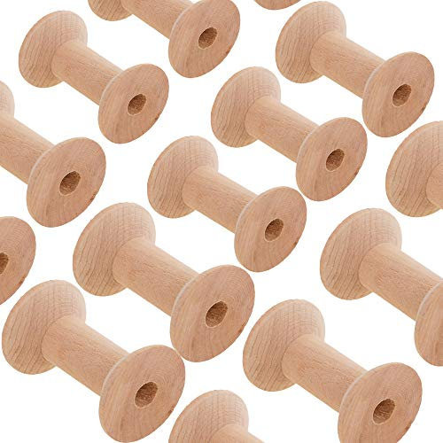MZTD 20Stück Nähgarn Spulen Holz Leere Spule Gewinde Spulen Fadenspulen Holz Spule Holzspulen Spulenkopf Nähen Garnspulen Natürlichen Draht Weben Spulen Holz Farbe 47mm*31mm