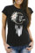Neverless Damen T-Shirt Traumfänger Dreamcatcher Follow Your Dreams Spruch Blumen Federn Spruch Boho Slim Fit schwarz M