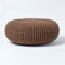 Homescapes Pouf Strickpouf rundes Bodenkissen, Sitzpouf 70 x 23 cm, gepolsterter Sitzhocker, Sitzpuff/Puff mit grob gestricktem Bezug aus 100% Baumwolle, Strickpuff, braun