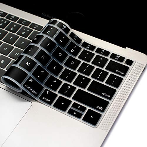 Se7enline compatible with MacBook Air 13 inch Keyboard Cover Soft Silicone Skin Protector 2023 2022 2021 2020 2019 2018 for Mac Air 13-Inch with Touch ID Model A1932 US Layout, Black