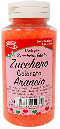 Decorazioni per Dolci Zucchero colorato Gr.200 Verde Arancio Giallo (Arancio)