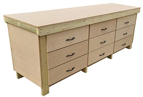 Arbor Garden Solutions Workbench Tool Cabinet Wooden 18mm MDF Top Heavy-Duty Industrial Work Table (8ft)