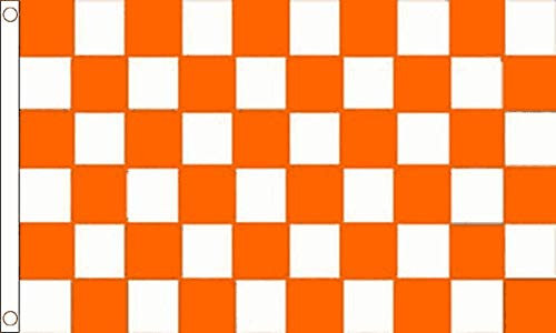 Bandera de mandarina y cuadros blancos, 100% poliéster con ojales - FlagSuperstore©