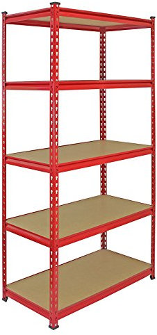 Monster Racking 10 x Z-Rax Schwerlastregal Lagerregal Garagenregal Stahlregal Metallregal Industrieregal Werkstattregal Steckregal Kellerregal 183cm H x 90cm L x 45cm B Gummihammer schraubenlos Rot