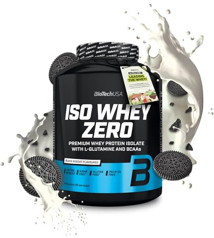 BioTechUSA Iso Whey Zero | Premium Whey Protein Isolate | Grass-Fed | Enzyme-Free | Sugar- and Gluten-free, 2.27 kg, Black biscuit