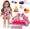 ZITA ELEMENT Unicorn Doll Camping Tent Set for 18 Inch Girl Doll Accessories Including 18 Inch Doll Tent Placemat Doll Clothes Chocolate Cookies Chicken Nuggets Paper Campfire eyeglasses