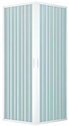 Easy Kit - Cabine de douche avec 2 portes à soufflet, 70 x 90 cm, hauteur 185 cm, en PVC, blanc, ouverture d'angle