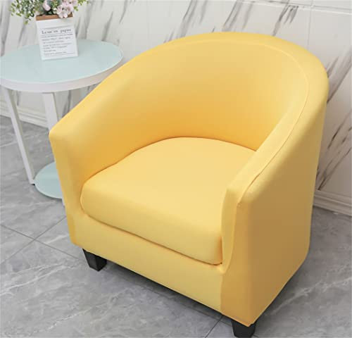 Highdi Sesselschoner Sesselbezug Stretch Sesselüberwurf 2-Teilig Einfarbig Modern Sesselbezug, Elastisch Tub Chair Sesselhussen für Clubsessel Loungesessel Cocktailsessel (Gelb)