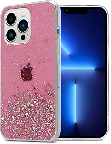 Cadorabo Custodia compatibile con Apple iPhone 13 PRO in Rosa con Glitter - Custodia protettiva in silicone TPU con glitter scintillanti - Ultra Slim Back Cover Case