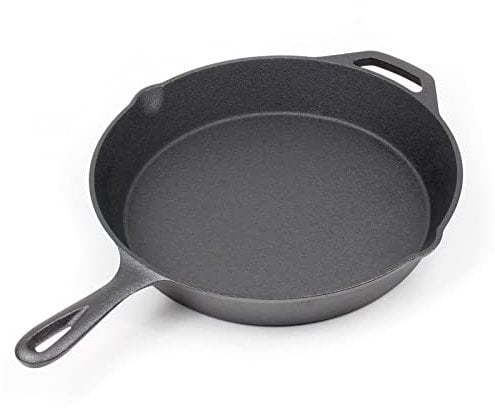 WilTec Sarten de Hierro Fundido Ø30cm para Todo Tipo de cocinas Mango y hendiduras de vertido utensilio