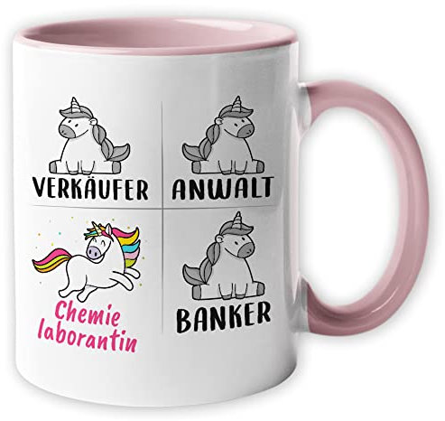 Tasse Chemielaborantin lustig, Chemielaborantin Geschenk, Spruch Chemie Laborantin Kaffeebecher Geschenkidee, Kaffeetasse Beruf Labor Chemikerin Einhorn Frauen Teetasse Becher