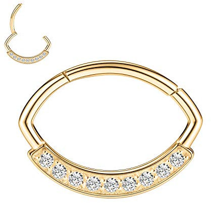 AROWRO 16G Oval Daith Ohrringe Septum Ringe 10mm Septum Clicker Septum Schmuck Chirurgenstahl Helix Tragus Rook Knorpel Conch Ohrringe Gold